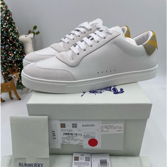 Men’s Burberry leather check trainer sneakers size size 44.5 made in Italy - Picture 1 of 6